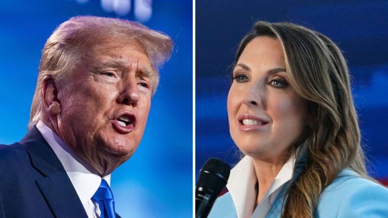 Former president trump and RNC chairwoman Ronna McDaniel